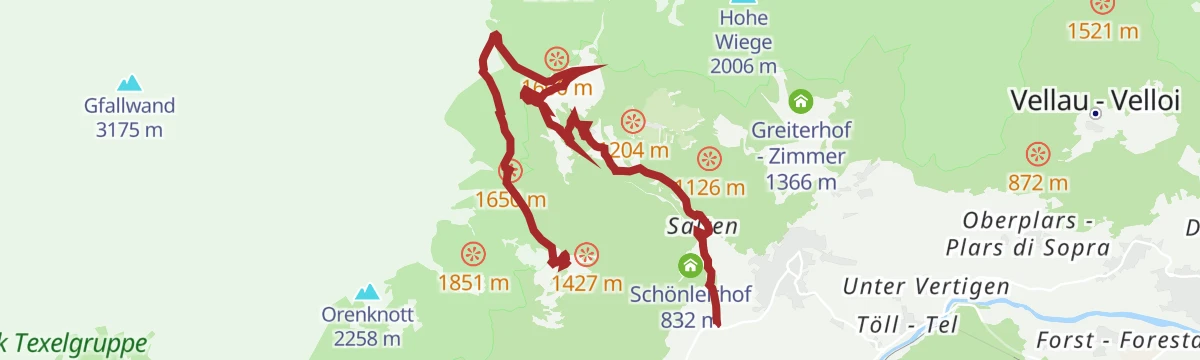 Route map: Sull’Alta Via di Merano fino al Sentiero alpino della Cascata